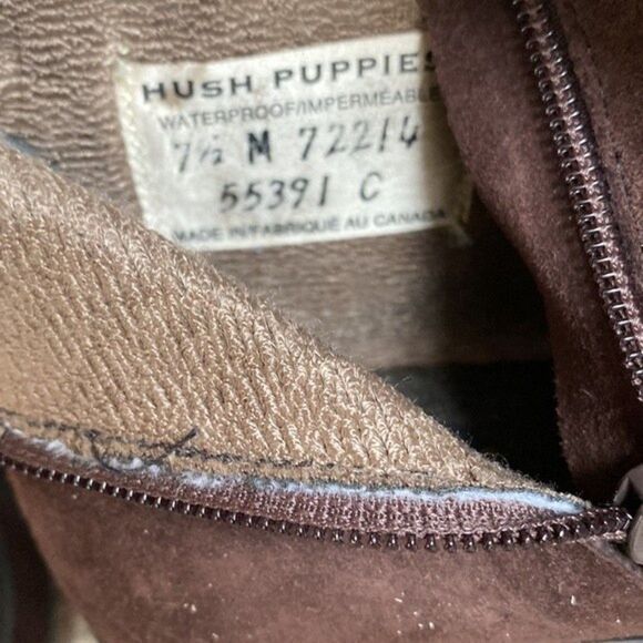 Hush Puppies Brown Suede Side Zip Waterproof Ankle Canada Winter Boots Sz 7.5 - Picture 10 of 12